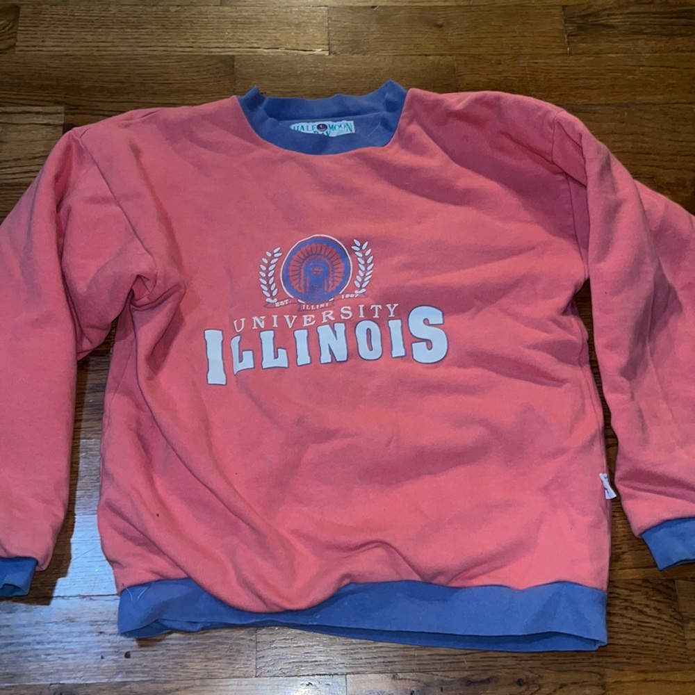 Extremely rare vintage fighting Illini Illinois reversible crewneck sz L USA